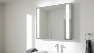 sonni Spiegelschrank in modernem Badezimmer mit stilvoller Beleuchtung präsentieren