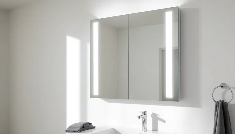 sonni Spiegelschrank in modernem Badezimmer mit stilvoller Beleuchtung präsentieren