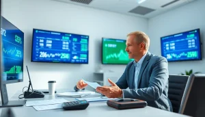 카드 현금화 방법을 알려주는 재정 전문가와 현대적인 사무실 환경