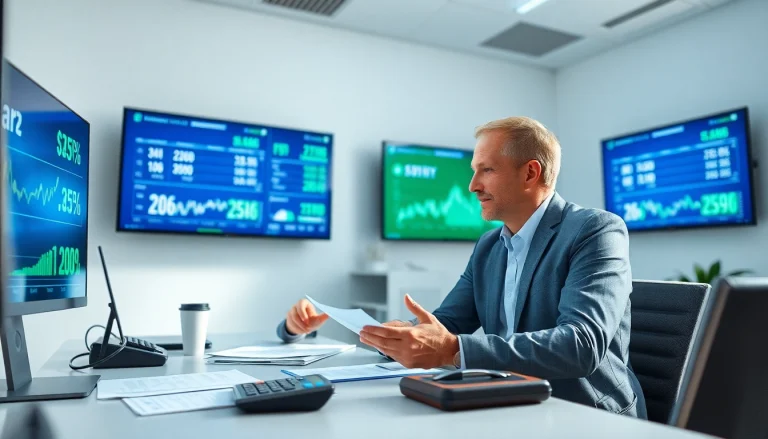 카드 현금화 방법을 알려주는 재정 전문가와 현대적인 사무실 환경