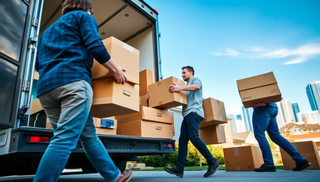 Efficient Toronto moving company helping a family pack and load their belongings for a seamless relocation.
