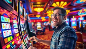 Mengalami kesenangan dari bro138 slot dengan mesin slot berwarna-warni dan suasana kasino yang ceria.