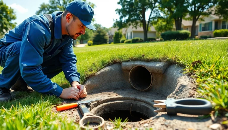 Sewer repair Durham technician inspecting a sewer line with professional equipment.