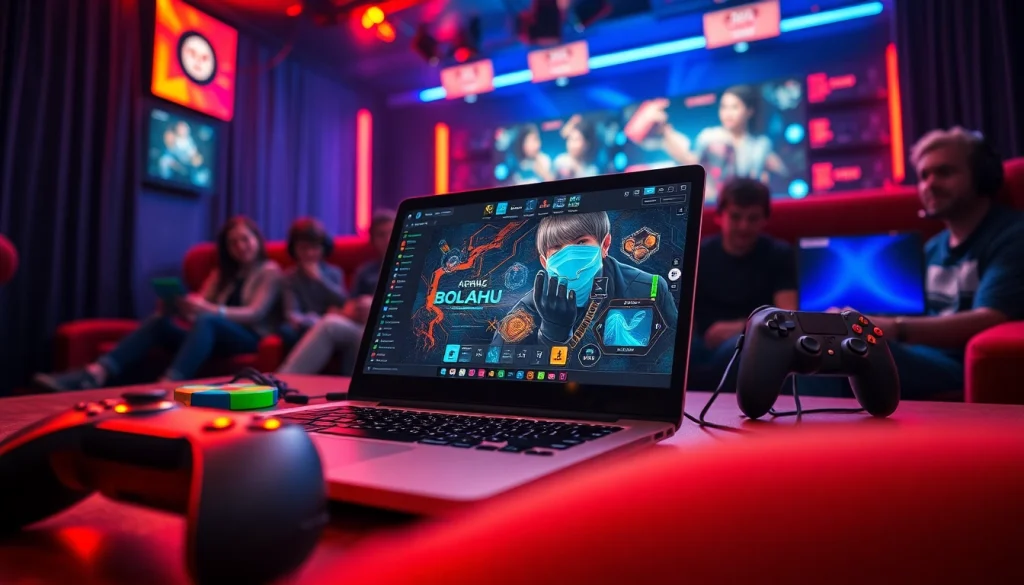 Rasakan keseruan bolahiu game dengan antarmuka menarik di laptop modern.