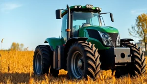 Showcasing the powerful AF88 tractor in a vibrant autumn field setting, emphasizing its features and work capabilities.