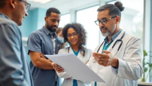 Engaging healthcare consultation scene at https://www.medexdtc.com emphasizes team collaboration and patient care.