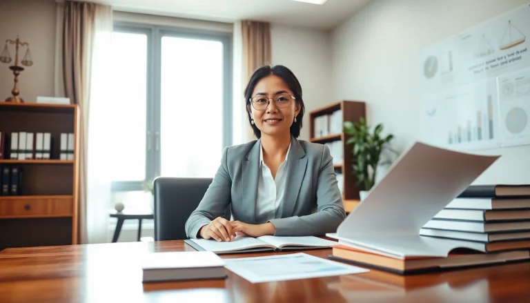 Engaged discussion between an employment lawyer and a client at https://www.inmotionlaw.com office.