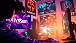 Main player mastering mawar500 game in an exciting gaming setup with vibrant lighting.