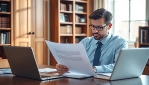 Reviewing legal documents at https://www.norcrosslawfirm.com by a Norcross estate planning lawyer.