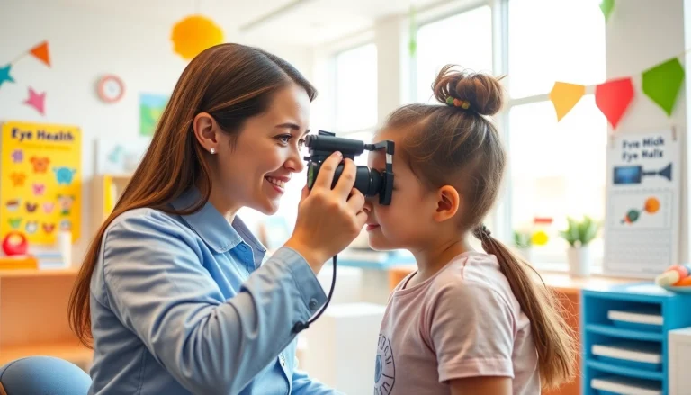 Enhancing Our Children's Vision through a caring optometrist's eye exam in a vibrant clinic.