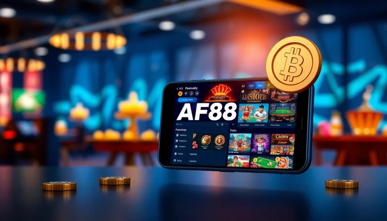 Engaging AF88 online gambling app showcasing vibrant game graphics and digital currency.