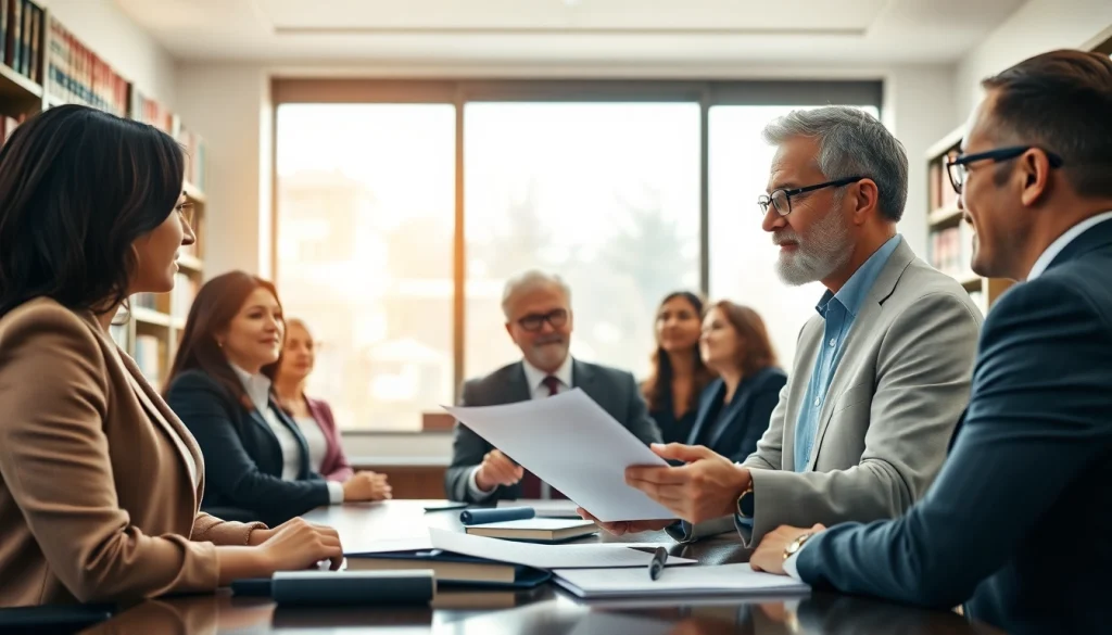 Attorneys at https://www.turnpikelaw.com discussing legal matters in a professional setting.