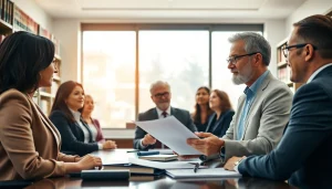 Attorneys at https://www.turnpikelaw.com discussing legal matters in a professional setting.