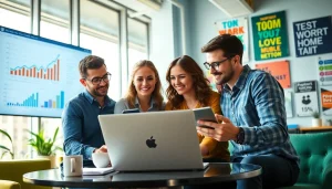 Boost your presence with the facebook smm panel while strategizing in a modern office environment.