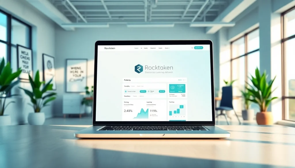 Engaging user interface of Rocktoken.com displayed on a modern laptop in a professional workspace.