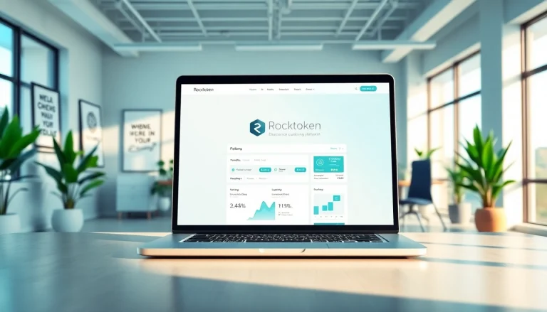 Engaging user interface of Rocktoken.com displayed on a modern laptop in a professional workspace.