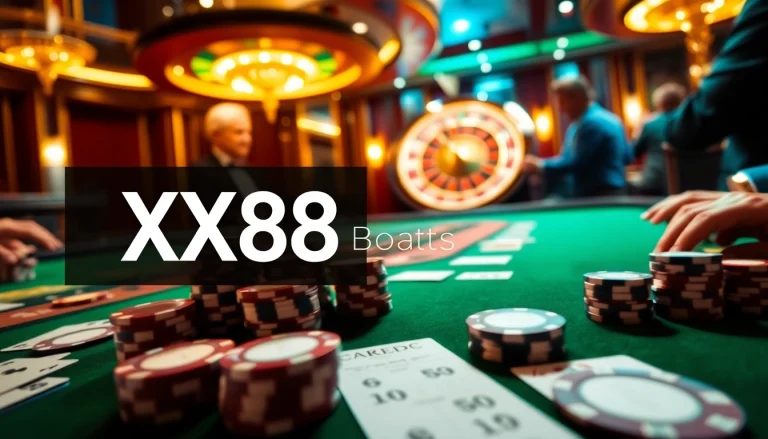 Experience the thrill of winning on XX88 Boats, featuring high-stakes poker tables, roulette wheels, and vibrant casino lights.