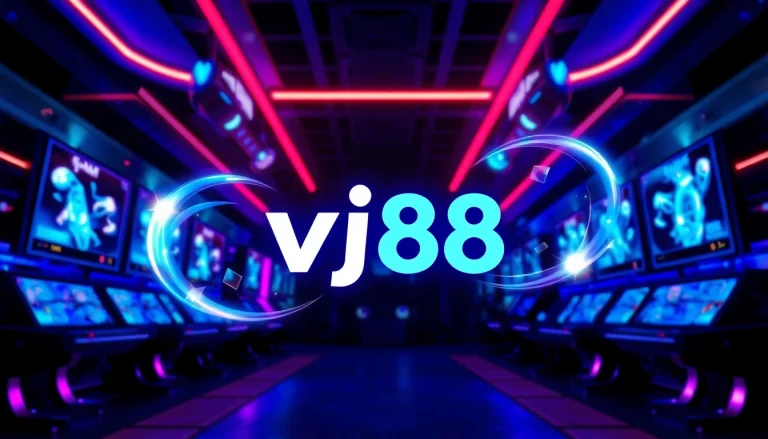 Explore the dynamic vj88 gaming interface highlighted against a futuristic background.