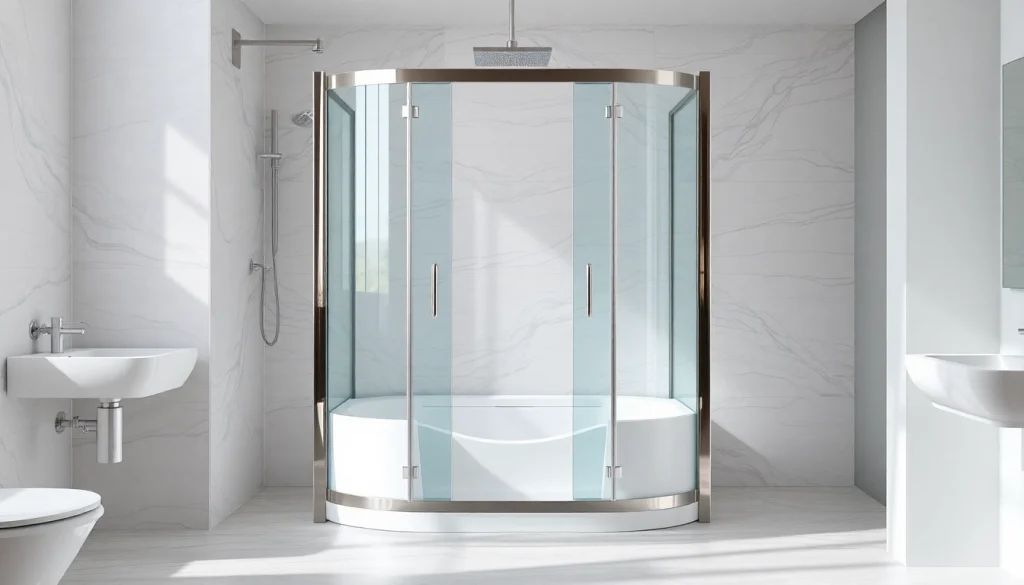 Admirez la paroi de douche sirhona dans une salle de bains moderne, offrant élégance et fonctionnalité.