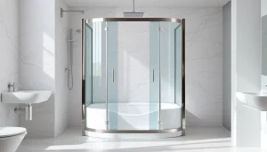 Admirez la paroi de douche sirhona dans une salle de bains moderne, offrant élégance et fonctionnalité.