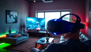 Engaging scene displaying a gaming setup at https://www.trilgameshproject.com with immersive VR technology.