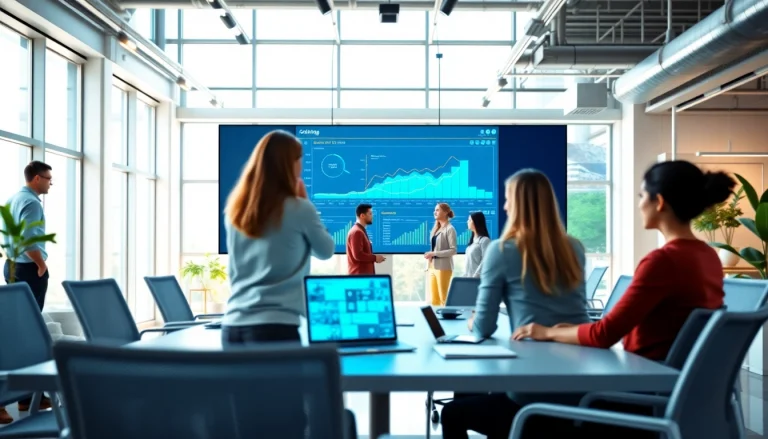 Analizuojant technologines naujienas su https://technaujienos.lt komandoje moderniame biure.