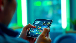 Engaging mobile user interacting with the XX88 online betting platform, showcasing vibrant game options.