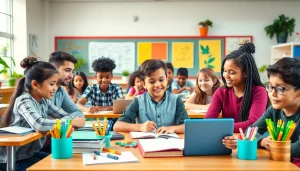 Engaged students collaborating in a vibrant classroom environment focused on Education.