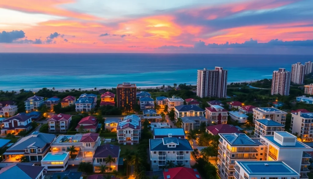 Discover exquisite pattaya properties with luxurious villas and condos against a stunning sunset.