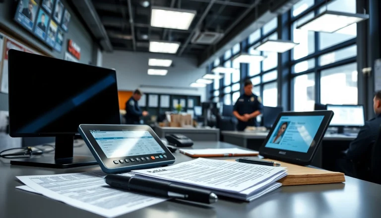 Conducting an Anaheim inmate search with professional tools in a police environment.