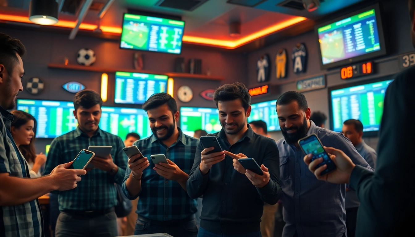 Engaging scene of sports betting in India with bettors analyzing odds and statistics.