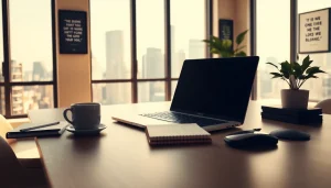 Bekijk de productiviteit van https://www.stofnodig.nl op een moderne bureautafel met laptop en notepad.