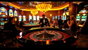 Experience the thrill of nhà cái xx88 at a bustling roulette table, players betting joyfully.