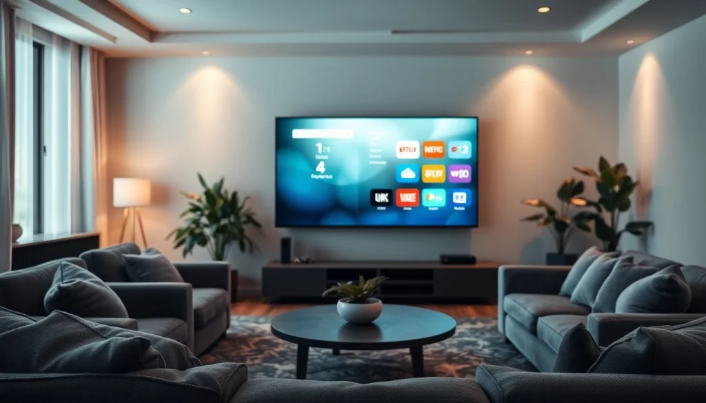 Engaging living room setup highlighting the iron tv pro interface on a modern Smart TV.