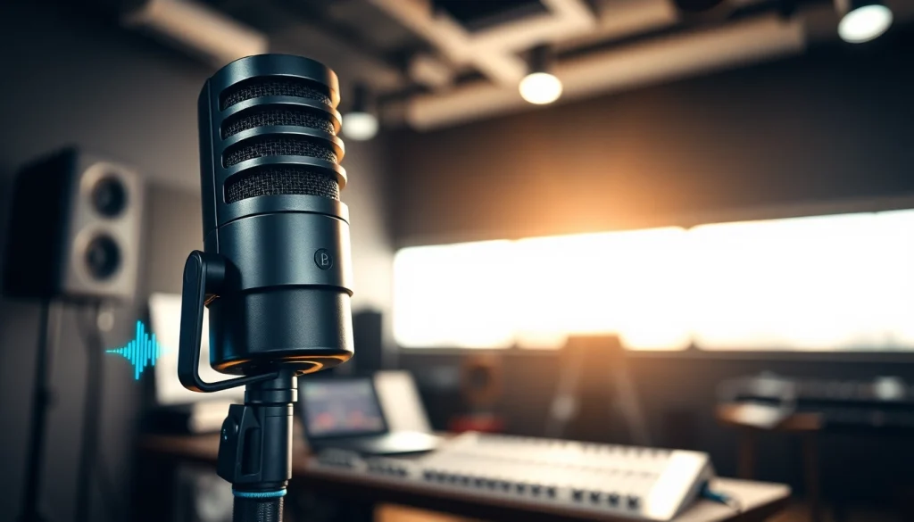 MV88 microphone showcased in a modern recording studio, highlighting its features and sleek design.