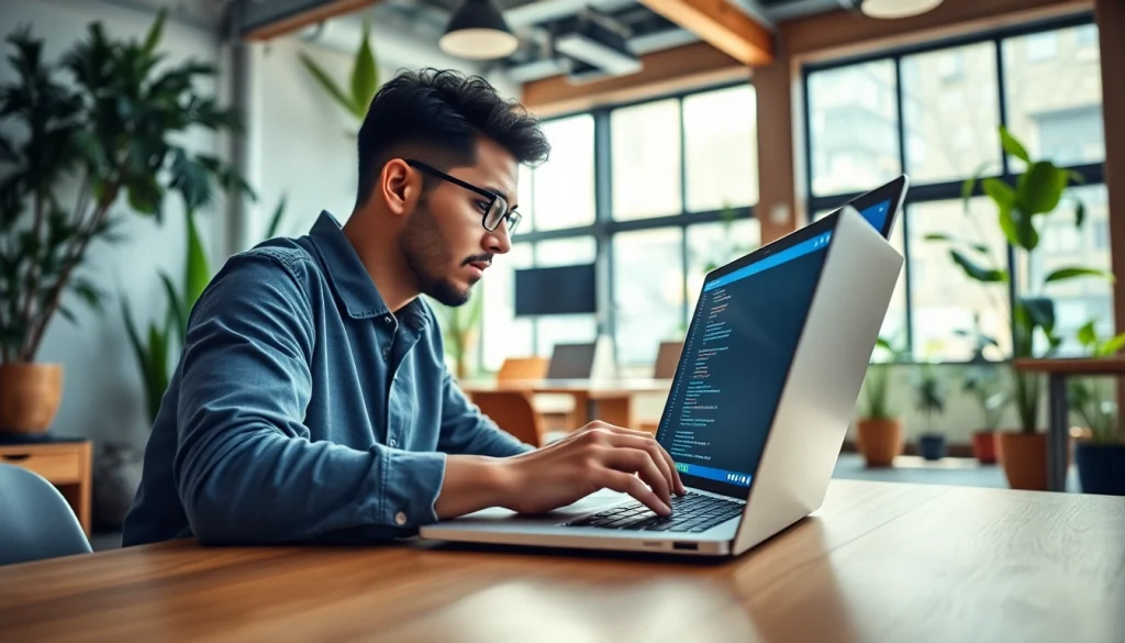 Execute unlimited WordPress tasks in a bright co-working space, showcasing focused development.