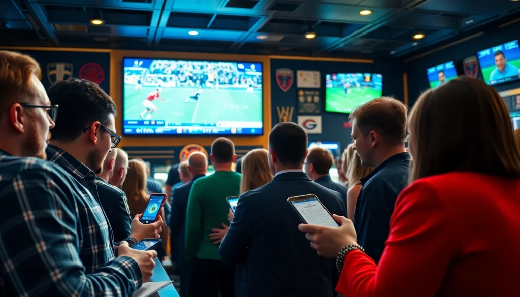 Experience the excitement at best sportsbooks Mexico with engaged bettors in a lively sports bar.