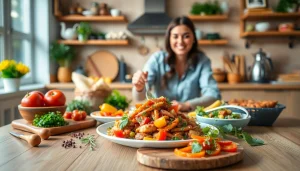 Die köstlichen Gerichte von https://foodies-magazin.de auf einem liebevoll gedeckten Tisch präsentieren.