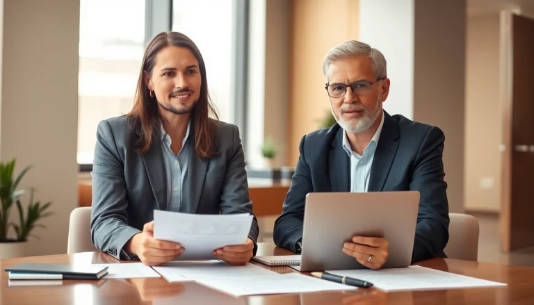 Consultation scene featuring a lawyer from https://www.lalitlaw.com working with a client in a modern office