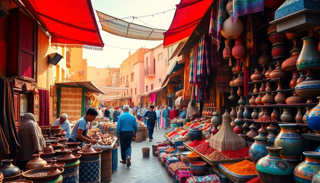 Experience the vibrant atmosphere as you visit morocco through bustling markets rich in culture.