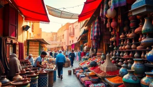 Experience the vibrant atmosphere as you visit morocco through bustling markets rich in culture.