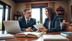 Consulting with a South Dakota car accident lawyer in a professional office setting.