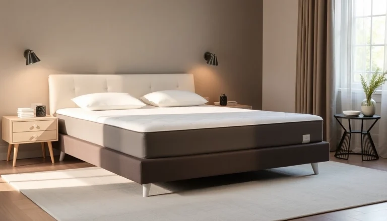 Materasso matrimoniale ergonomico con rivestimento elegante, offre un comfort eccezionale per migliorare il sonno.