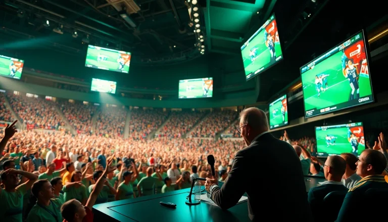 스포츠중계 생중계를 위한 활기찬 경기장 내 모습
