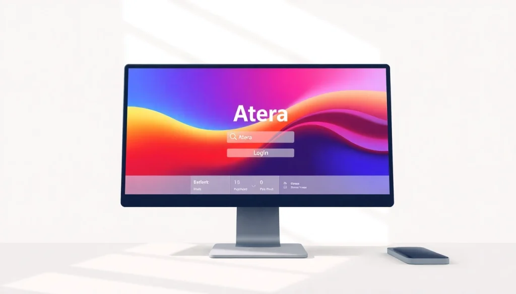 Atera login access screen showing the secure user interface for account management.