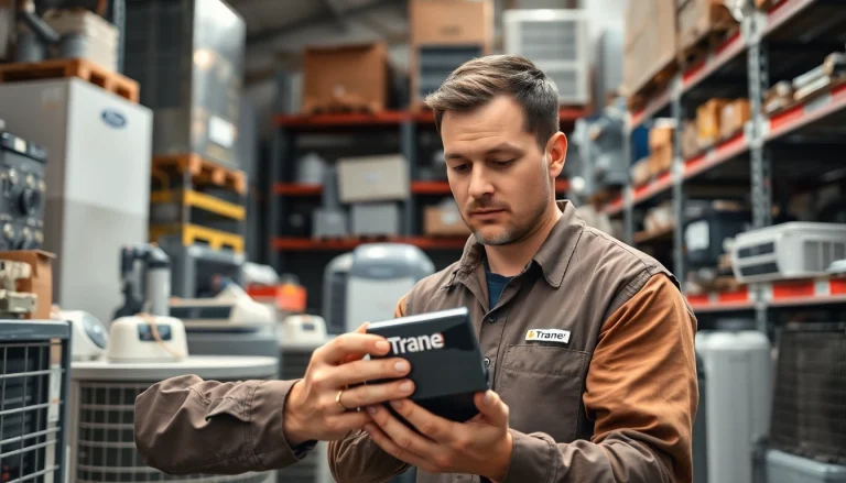 Finding a Trane parts dealer near me with a knowledgeable technician in an organized parts warehouse.