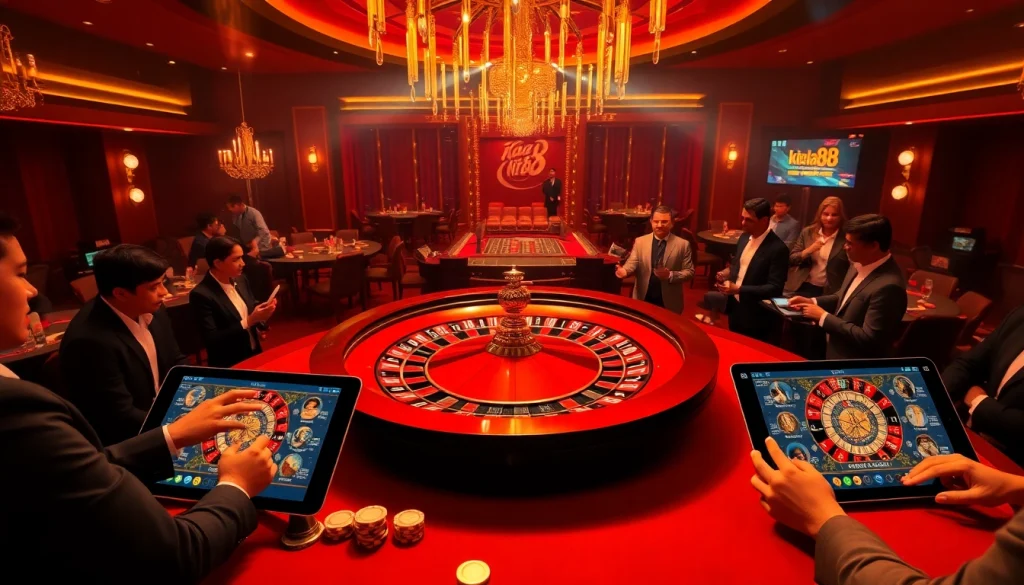 Khela88 bangladesh players enjoying vibrant casino games with excitement and luxury.