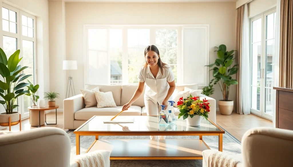 Experience top-notch cleaning services at https://ecocleanellies.com with friendly professionals in a bright living room.
