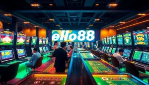 Hello88 online betting platform showcasing an engaging digital casino atmosphere with players enjoying games.