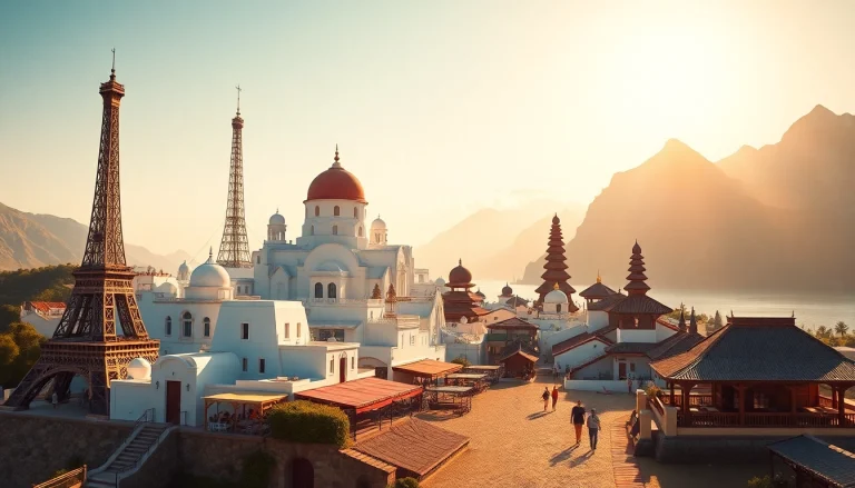 Exquisite travel destinations including Eiffel Tower and Santorini, inviting viewers to dream of their next adventure.